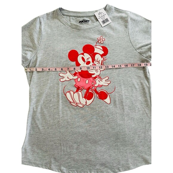Disney Mickey & Minnie Mouse Sweet Love Graphic Tee Gray Women Medium NWT - Picture 8 of 11